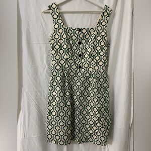 Monteau Green and Cream Geometric Mini Dress